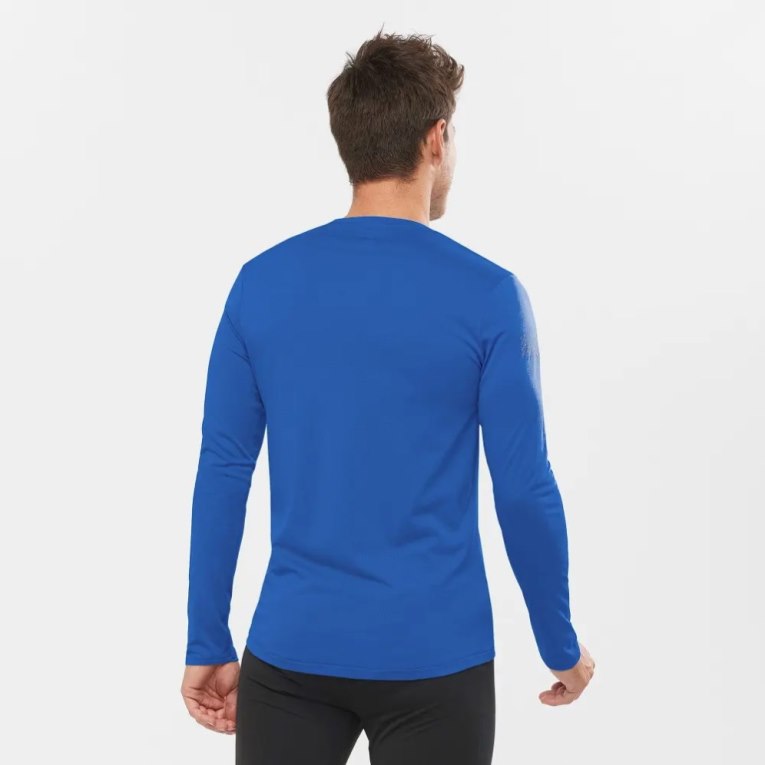 Camiseta Salomon Agile Long Sleeve Hombre Azules | MX NVKW906